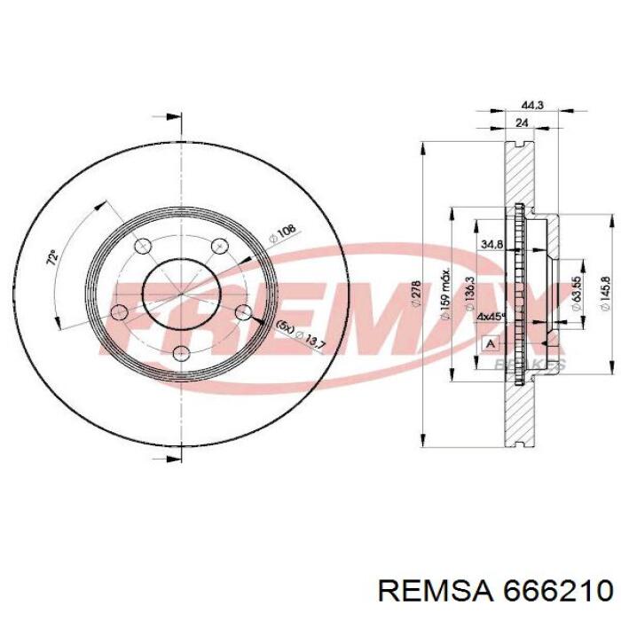 Передний тормозной диск Remsa 666210