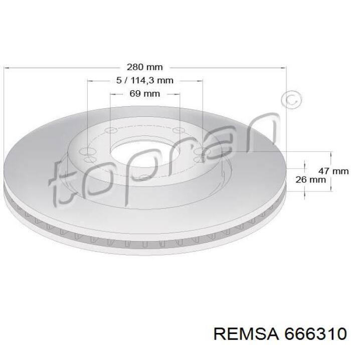 Передние тормозные диски 666310 Remsa