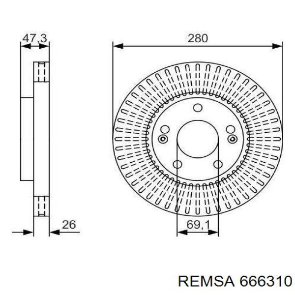 666310 Remsa Диск тормозной передний