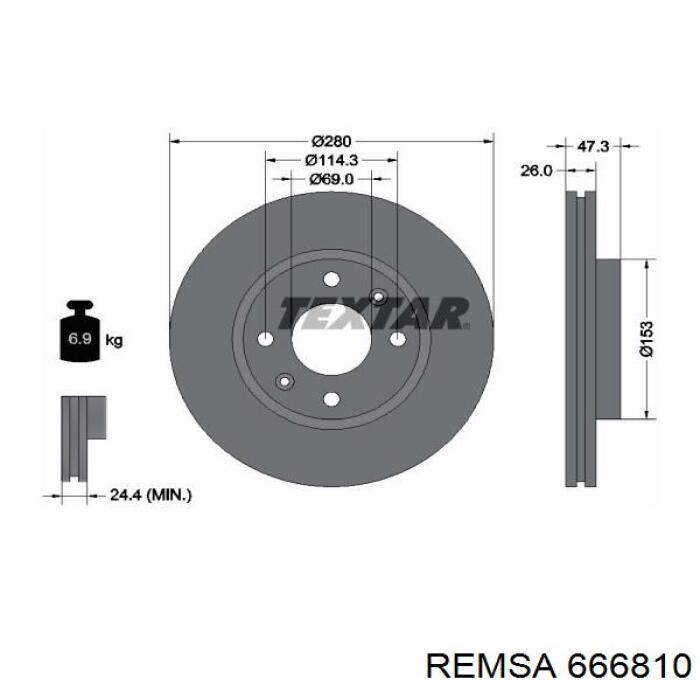 Тормоз дисковый передний Remsa 666810 цена, от 43.90 USD