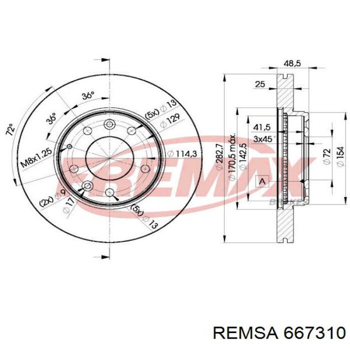 Тормоз дисковый передний Remsa 667310 цена, от 43.87 USD