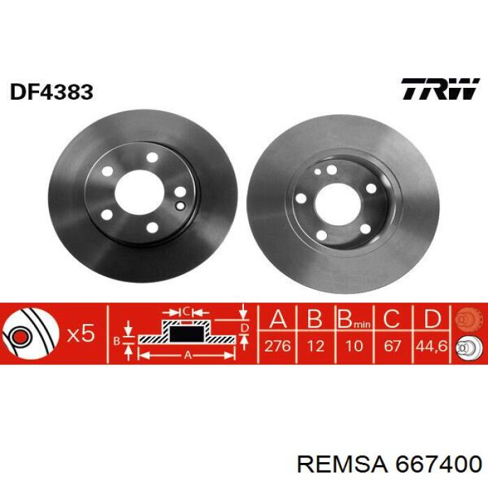 Тормоз дисковый передний Remsa 667400 цена, от 34.48 USD
