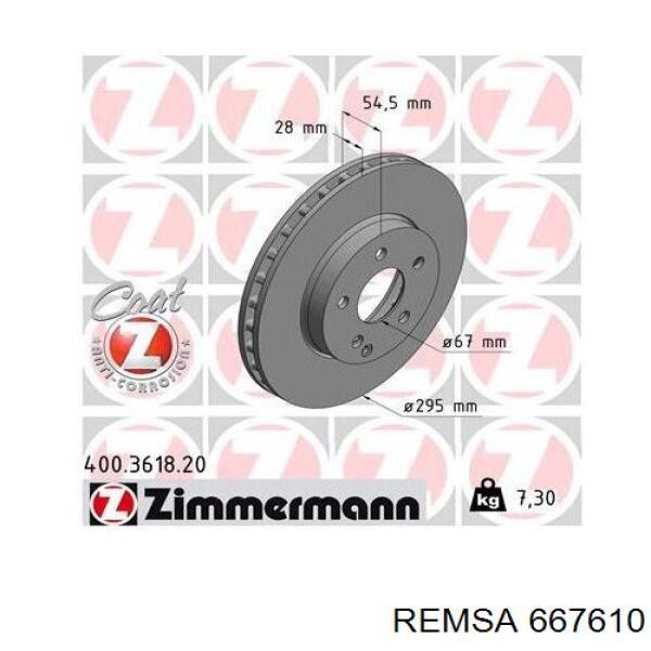 Передние тормозные диски 667610 Remsa