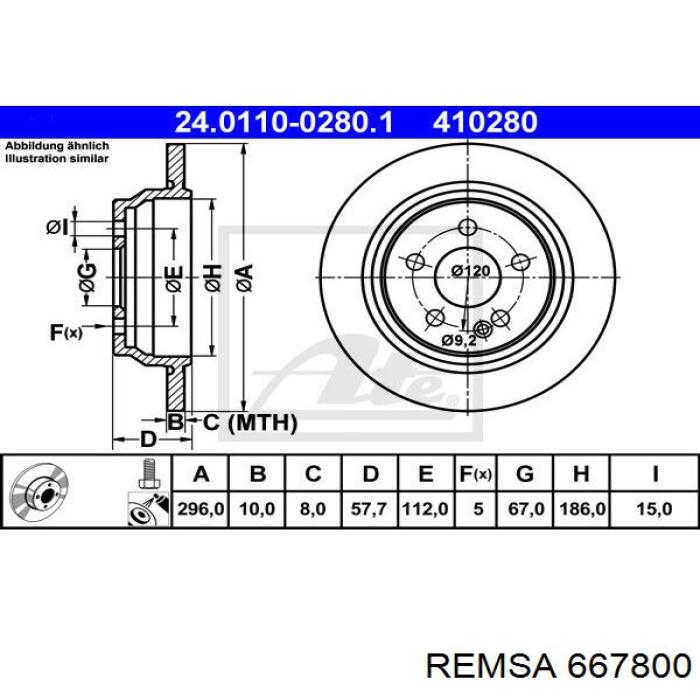 Тормозные диски 667800 Remsa