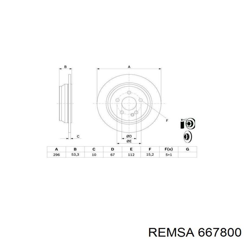 Купить 667800 Remsa Диск тормозной задний