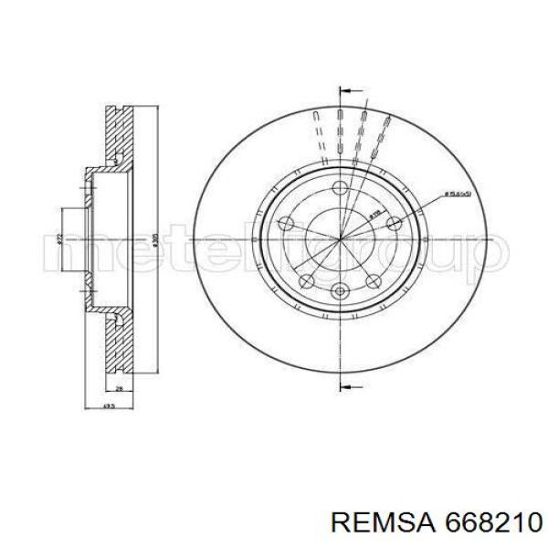 668210 Remsa Диск тормозной передний