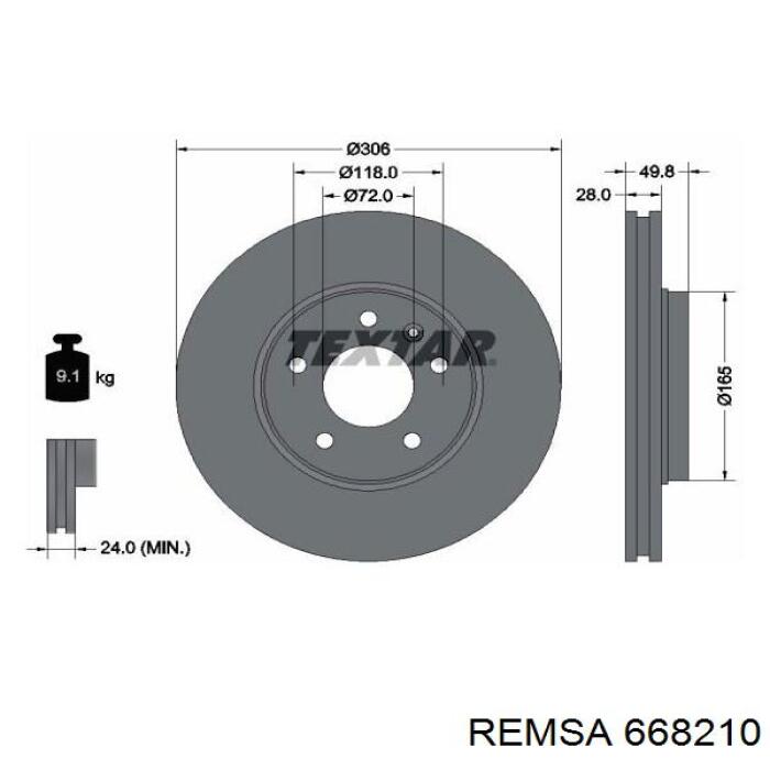 Тормоз дисковый передний Remsa 668210 цена, от 48.11 USD