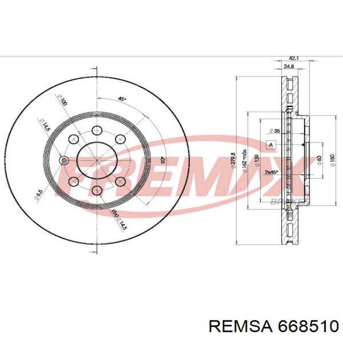 Купить 668510 Remsa Ротор тормозной