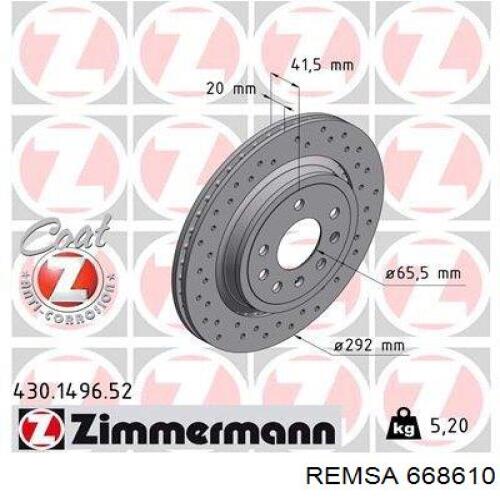 Задний дисковый тормоз Remsa 668610