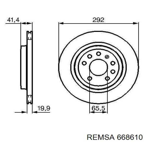 Disco de freno trasero 668610 Remsa