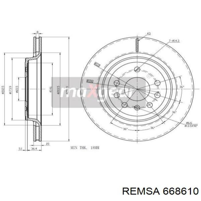 Задний тормозной диск Remsa 668610 цена, от 38.03 USD