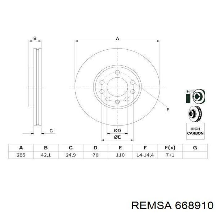 Тормоз дисковый передний Remsa 668910 цена, от 42.58 USD