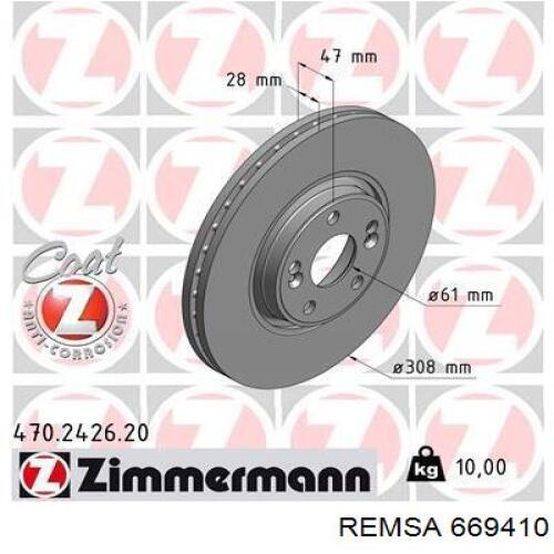 Тормоз дисковый передний Remsa 669410 цена, от 59.05 USD