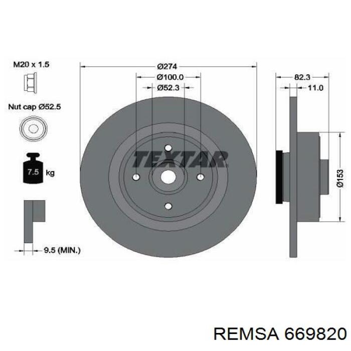 Задний тормозной диск Remsa 669820 цена, от 88.73 USD