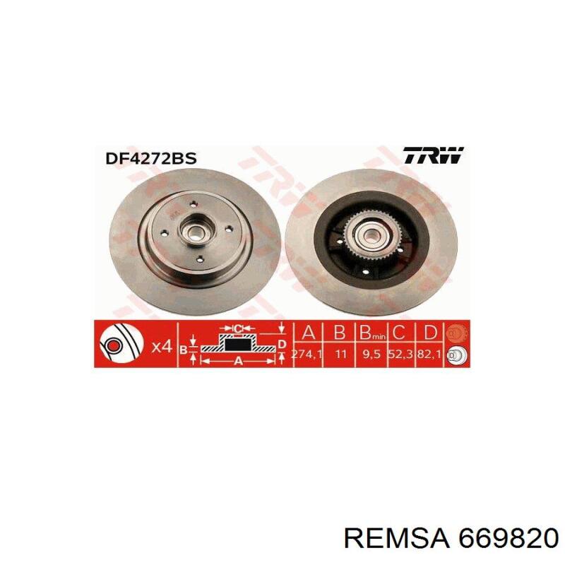 Купить 669820 Remsa Диск тормозной задний