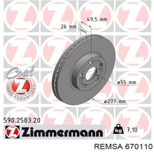 Тормоз дисковый передний Remsa 670110 цена, от 44.23 USD