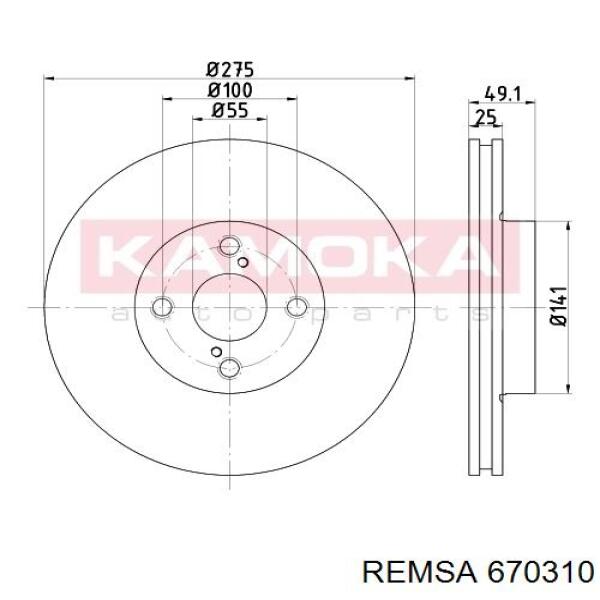Передний тормозной диск Remsa 670310