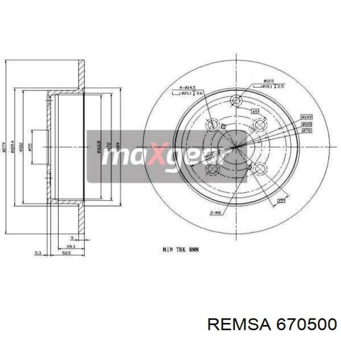 Тормозные диски 670500 Remsa