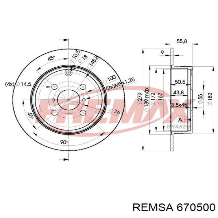 Задний тормозной диск Remsa 670500 цена, от 29.73 USD