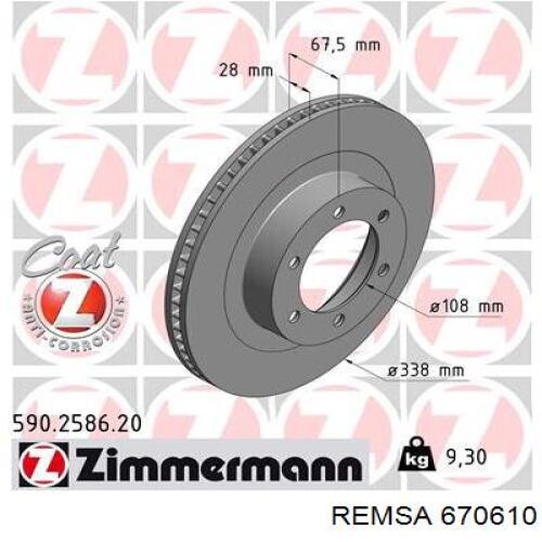 Тормоз дисковый передний Remsa 670610 цена, от 59.54 USD