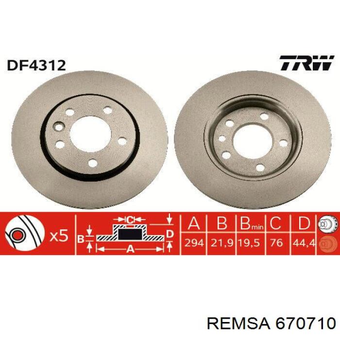 670710 Remsa Дисковый тормоз