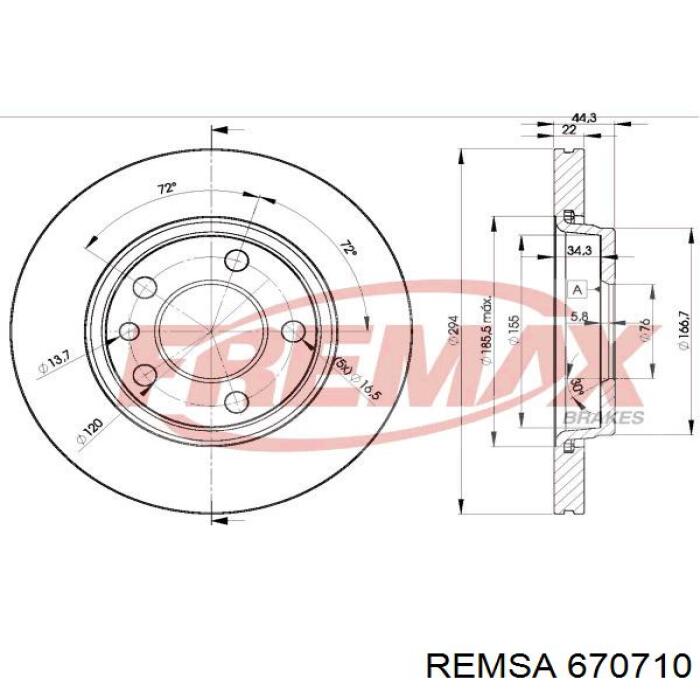 Задний тормозной диск Remsa 670710 цена, от 38.82 USD