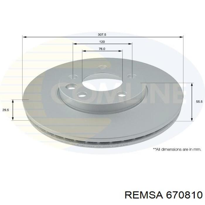 Передние тормозные диски 670810 Remsa