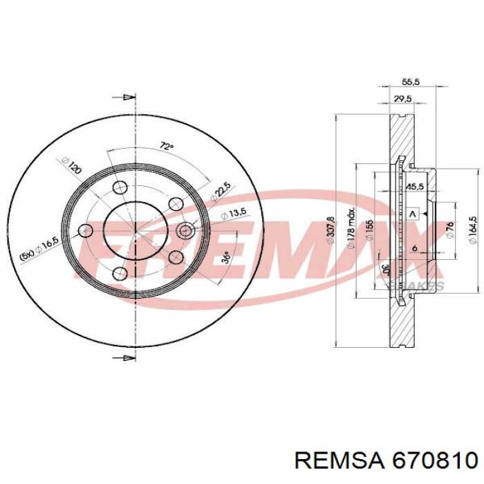 Передний тормозной диск Remsa 670810