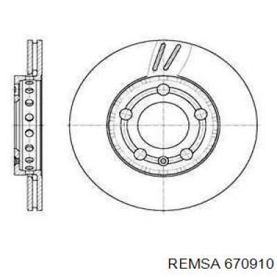 Передние тормозные диски 670910 Remsa
