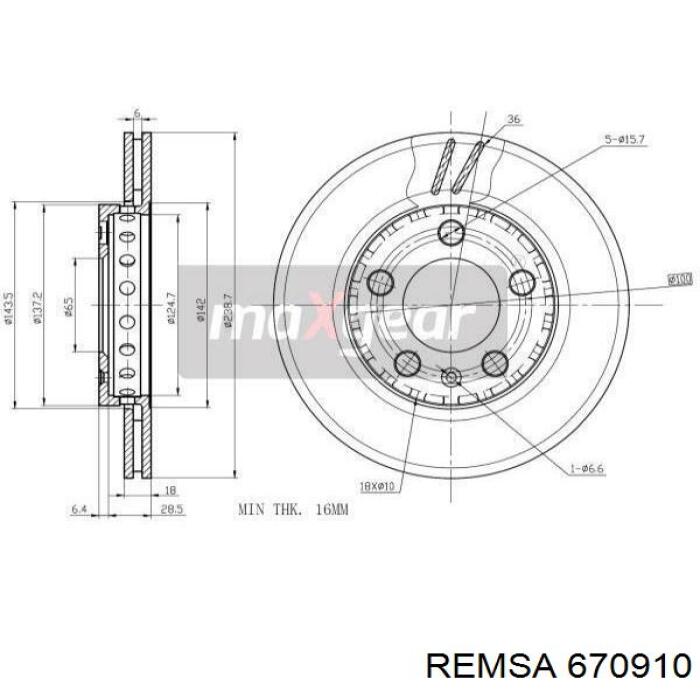 Тормоз дисковый передний Remsa 670910 цена, от 25.04 USD