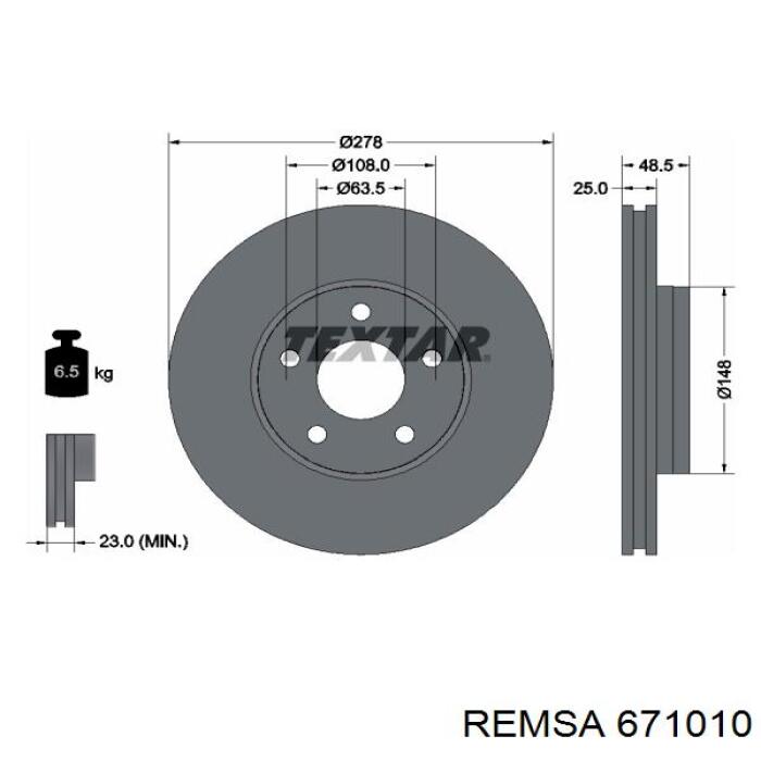 Тормоз дисковый передний Remsa 671010 цена, от 39.06 USD