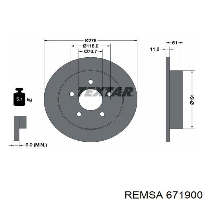 Задний тормозной диск Remsa 671900 цена, от 33.08 USD