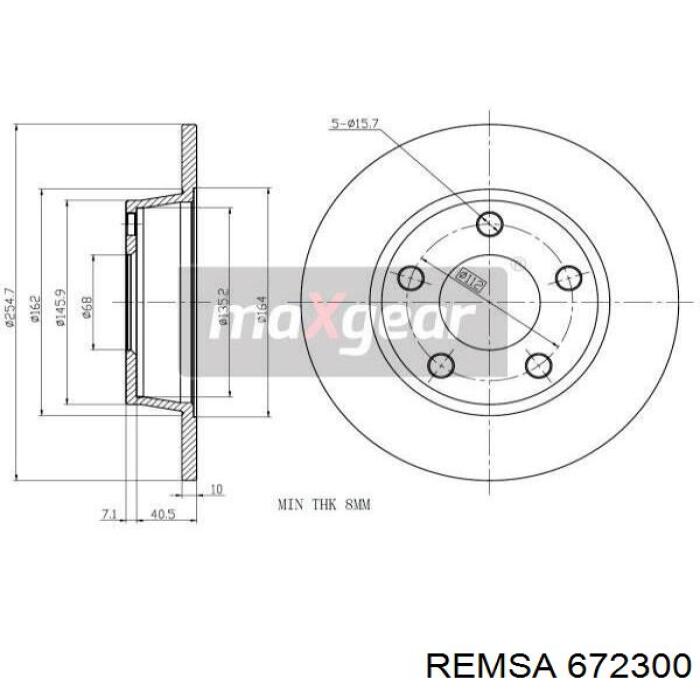 Задний тормозной диск Remsa 672300 цена, от 27.20 USD