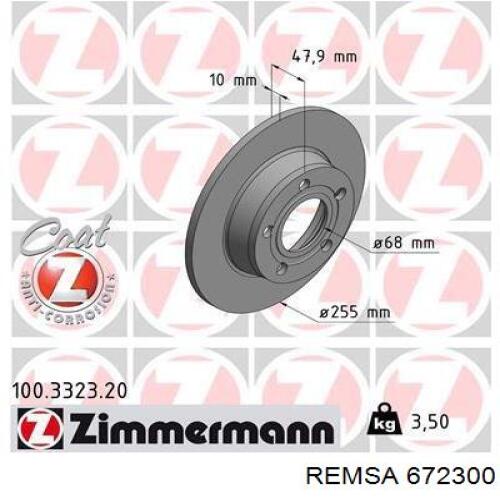 Купить 672300 Remsa Диск тормозной задний