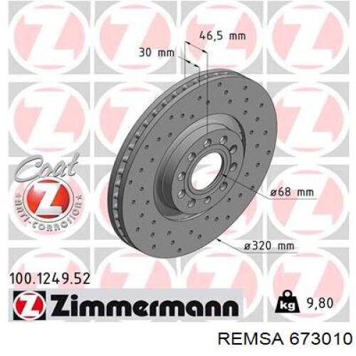 Передние тормозные диски 673010 Remsa