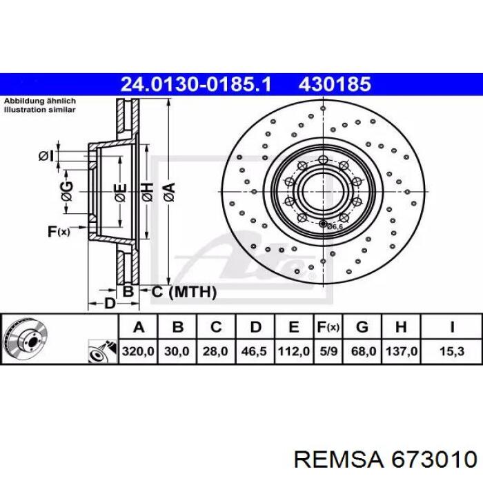 Передний тормозной диск Remsa 673010