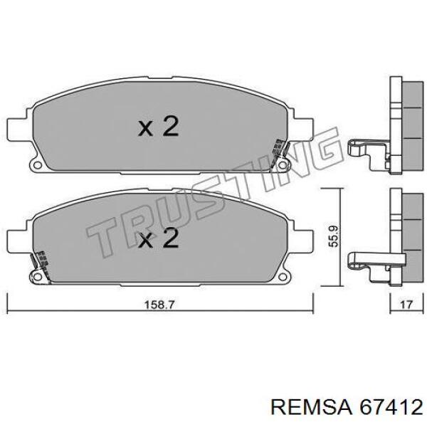 67412 Remsa колодки тормозные передние дисковые