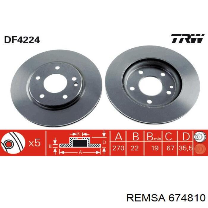 Передний тормозной диск Remsa 674810