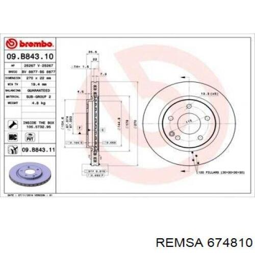 Купить 674810 Remsa Ротор тормозной