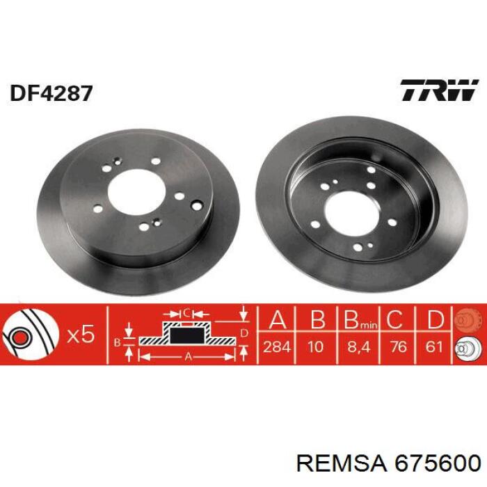 Задний тормозной диск Remsa 675600 цена, от 34.58 USD
