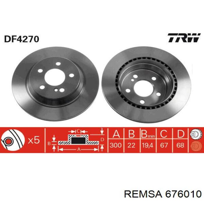 Купить 676010 Remsa Диск тормозной задний