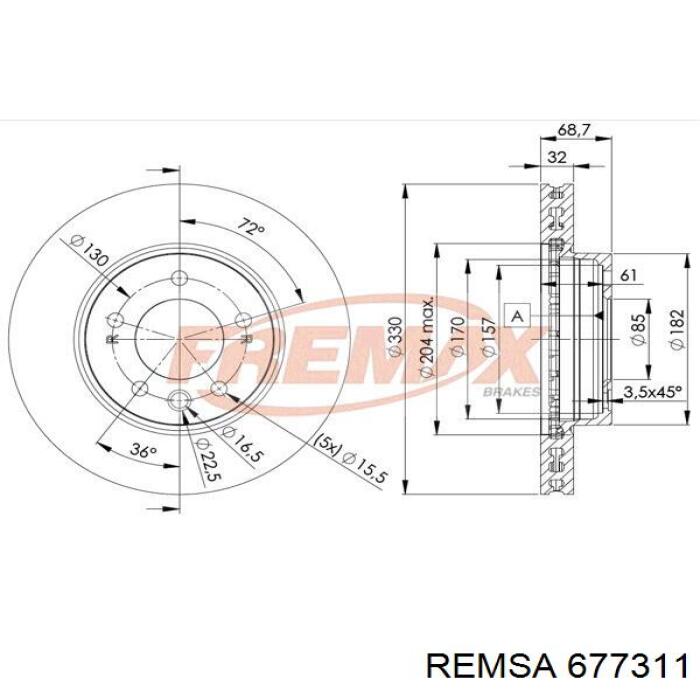677311 Remsa Диск тормозной передний