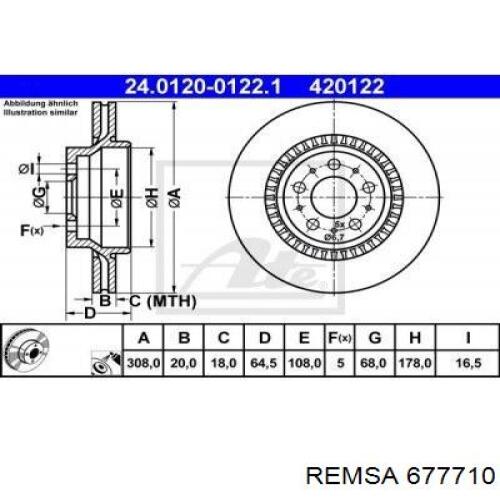 Купить 677710 Remsa Диск тормозной задний
