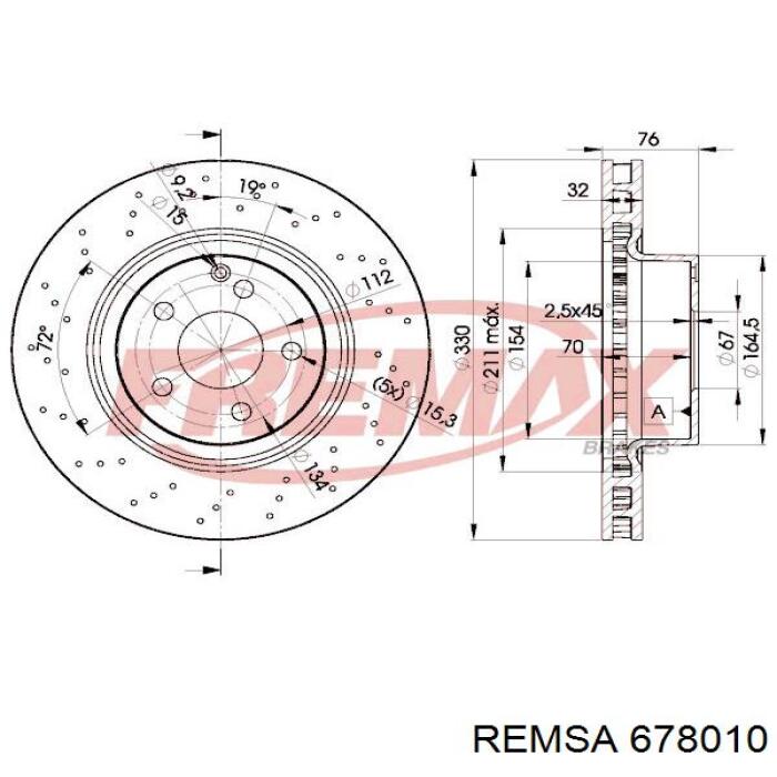 678010 Remsa Диск тормозной передний