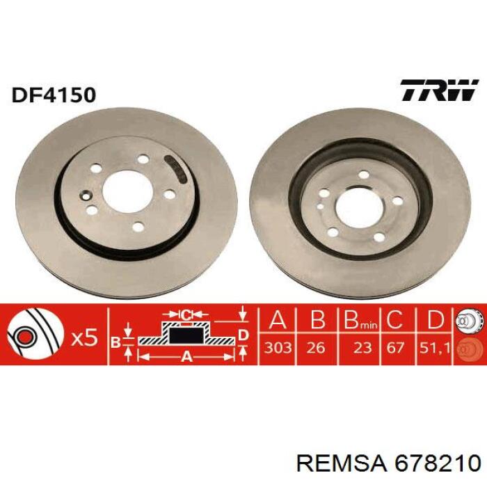 Тормоз дисковый передний Remsa 678210 цена, от 51.42 USD
