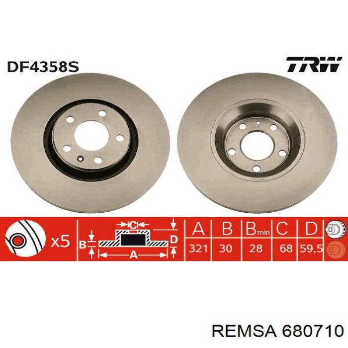 Передние тормозные диски 680710 Remsa