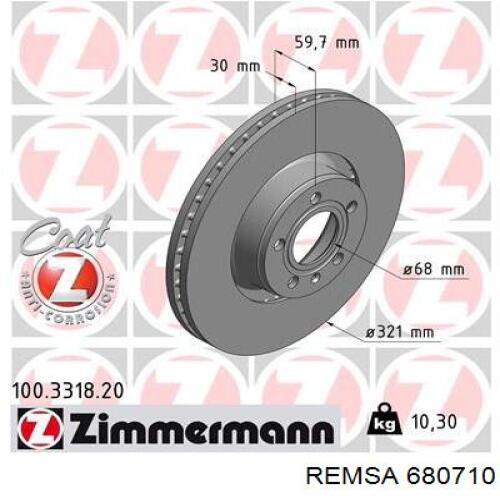 Тормоз дисковый передний Remsa 680710 цена, от 65.95 USD