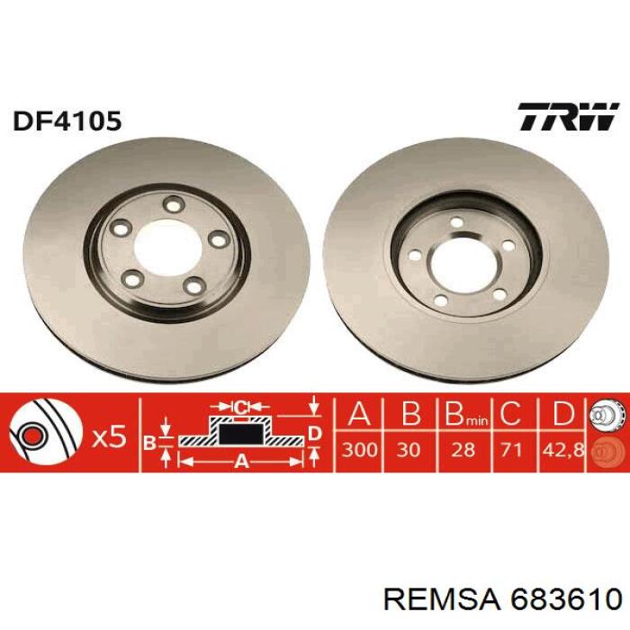 Передние тормозные диски 683610 Remsa