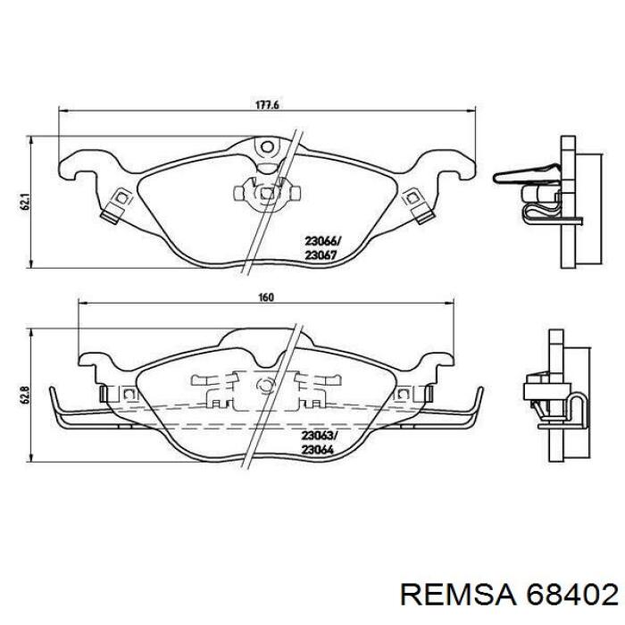 Передние тормозные колодки 68402 Remsa