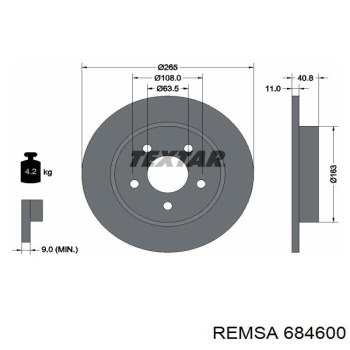 Купить 684600 Remsa Диск тормозной задний